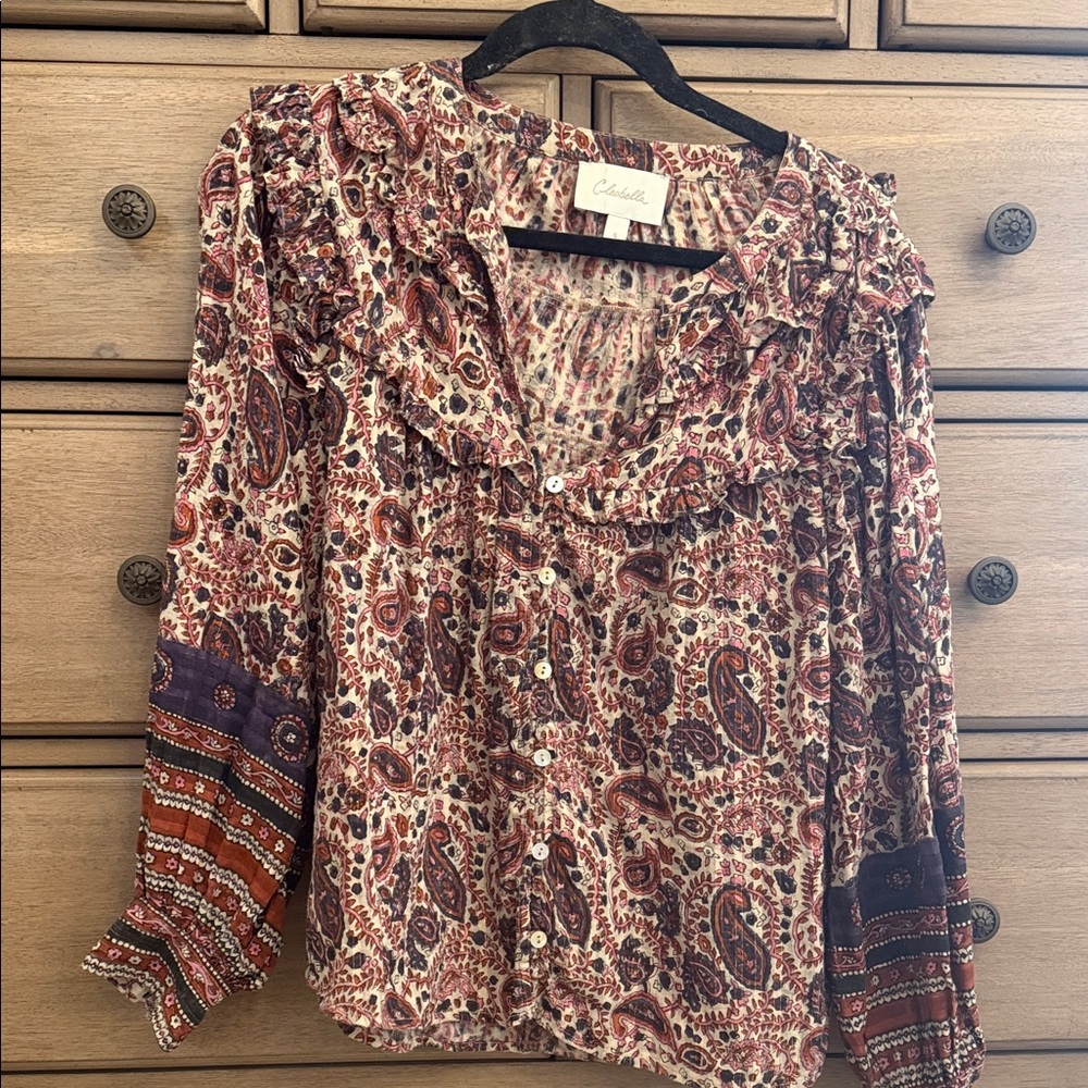 Cleobella Multicolor Paisley Ruffle Top